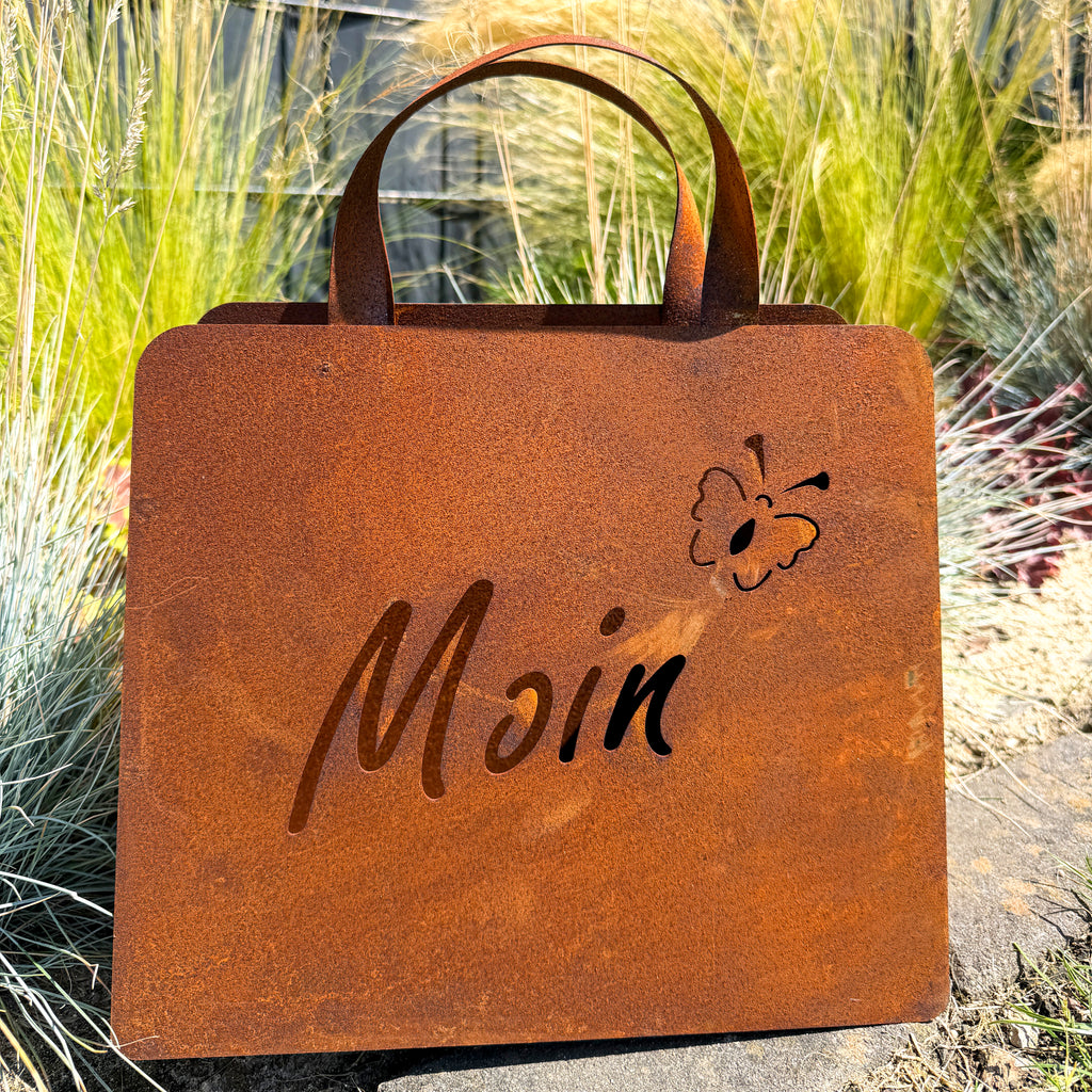 Tasche "Moin" aus Edelrost zum Bepflanzen