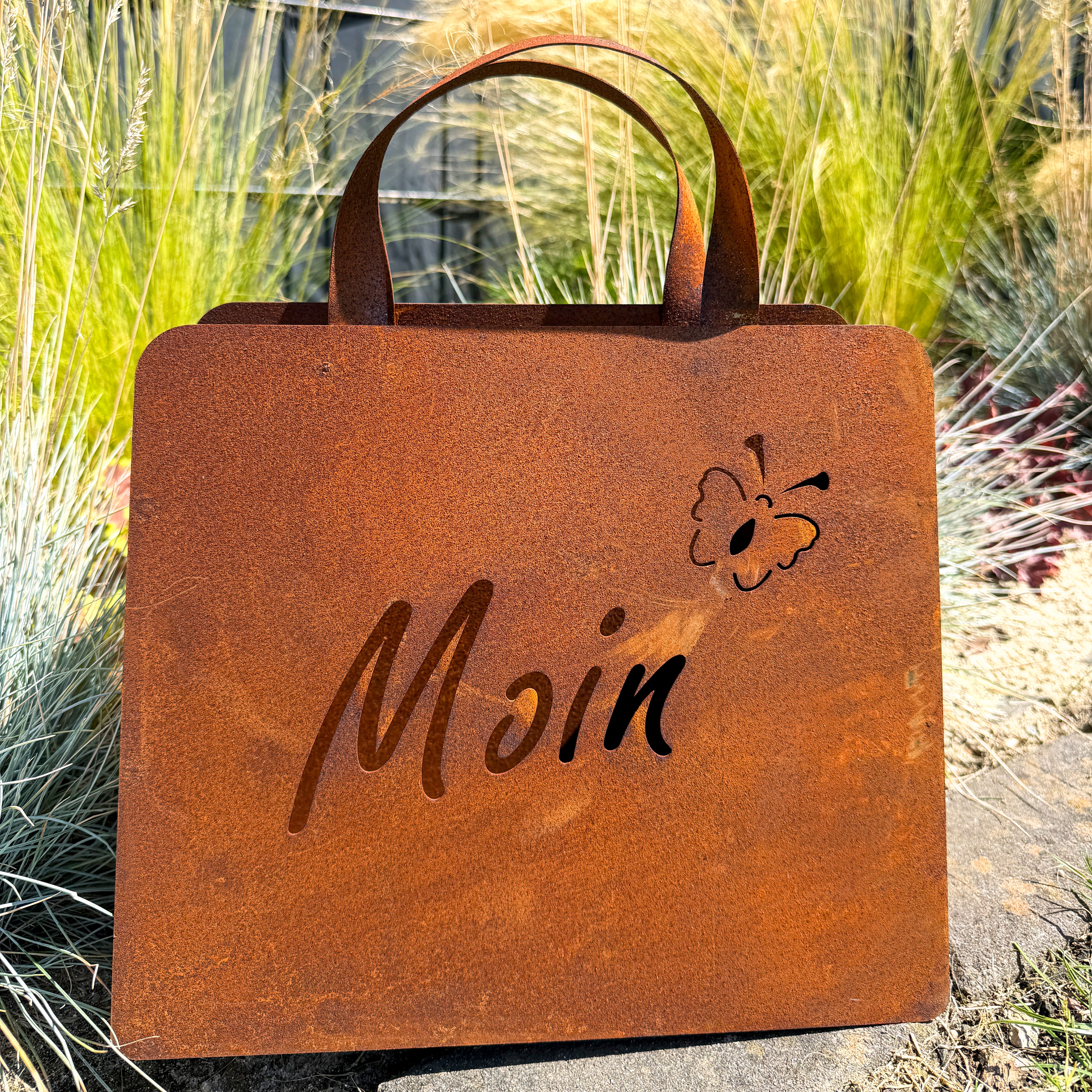 Tasche "Moin" aus Edelrost zum Bepflanzen