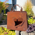 Tasche aus Edelrost zum Bepflanzen