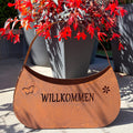 Tasche "Willkommen" aus Edelrost zum Bepflanzen
