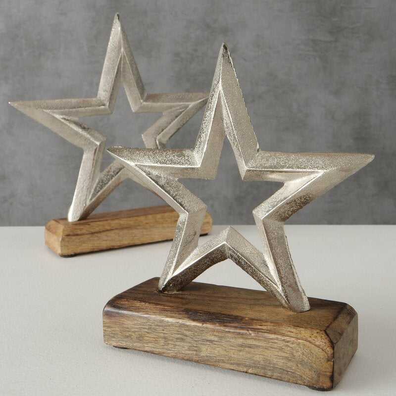 Dekoaufsteller "Vernia" im 2-teiligem Set aus Aluminium und Holz