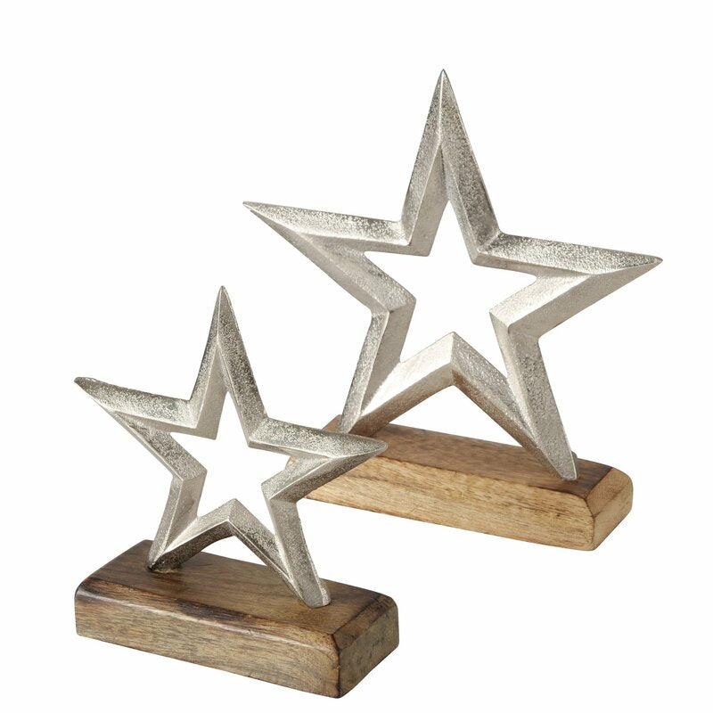 Dekoaufsteller "Vernia" im 2-teiligem Set aus Aluminium und Holz