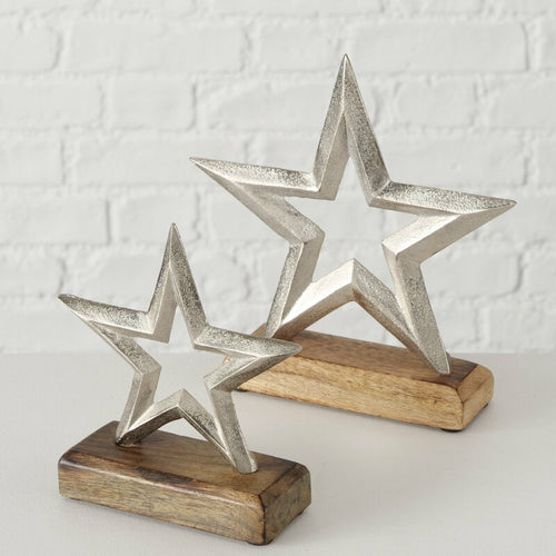 Dekoaufsteller "Vernia" im 2-teiligem Set aus Aluminium und Holz