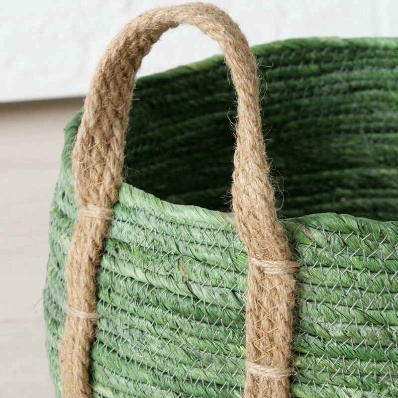 Dekokorb "Takeo", im 3-teiligem Set, aus Maisblatt und Jute