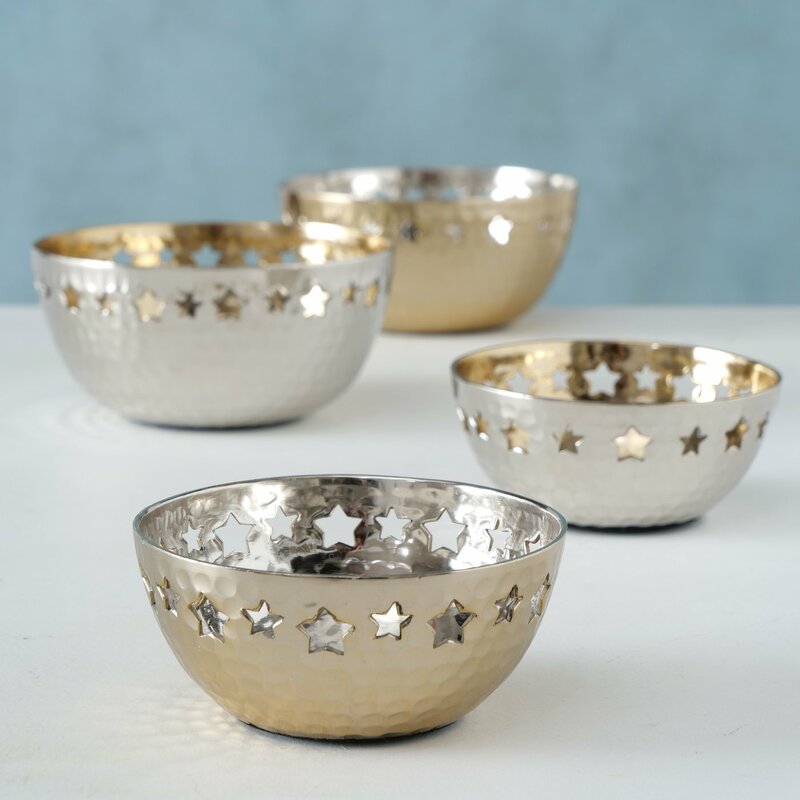 Dekoschale "Shena", im 2teiligem Set, mit Sternenmuster, 2 verschiedene Ausführungen