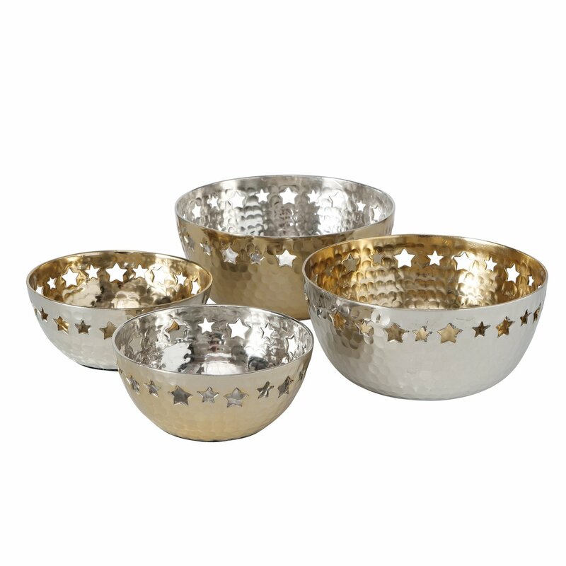 Dekoschale "Shena", im 2teiligem Set, mit Sternenmuster, 2 verschiedene Ausführungen