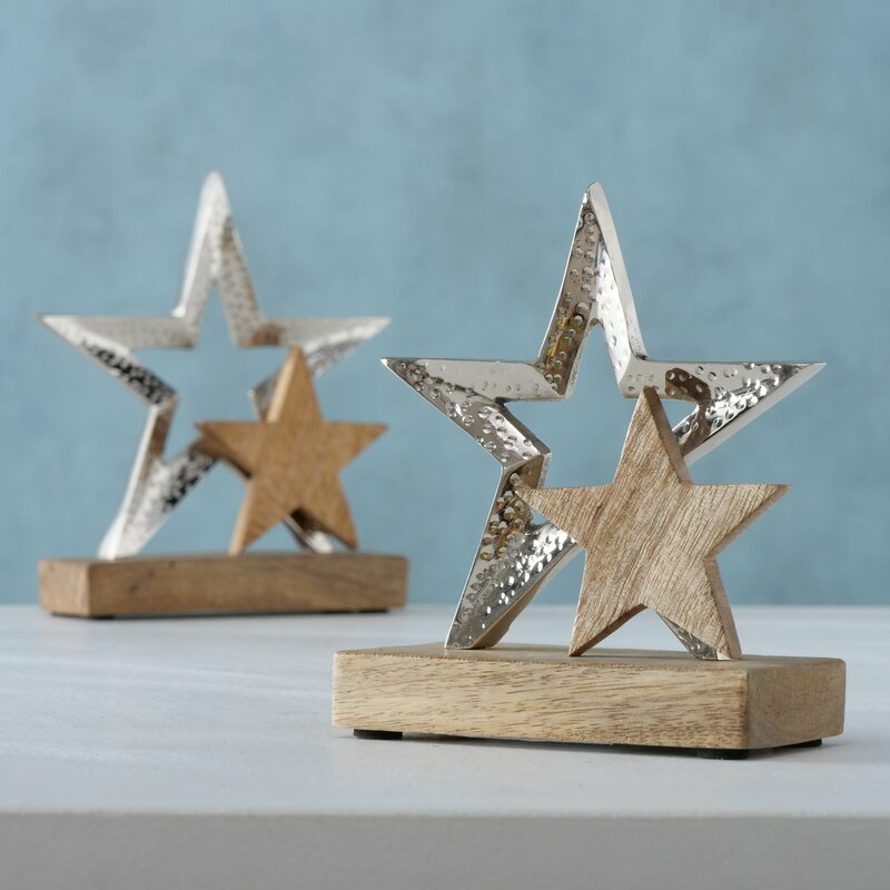 Dekostern-Aufsteller "Banja", im 2-teiligem Set, aus Holz und Aluminium