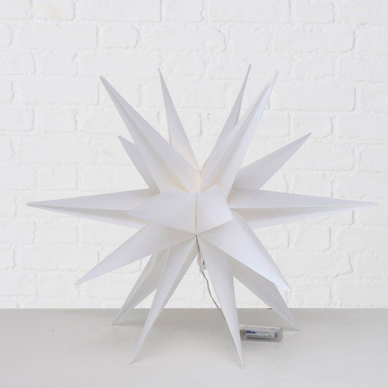 Dekostern "Izar", faltbar, mit LED und Timer 6/18, aus Kunststoff, weiß