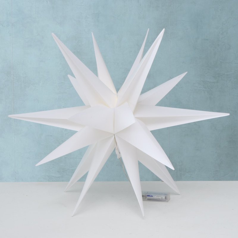 Dekostern "Izar", faltbar, mit LED und Timer 6/18, aus Kunststoff, weiß