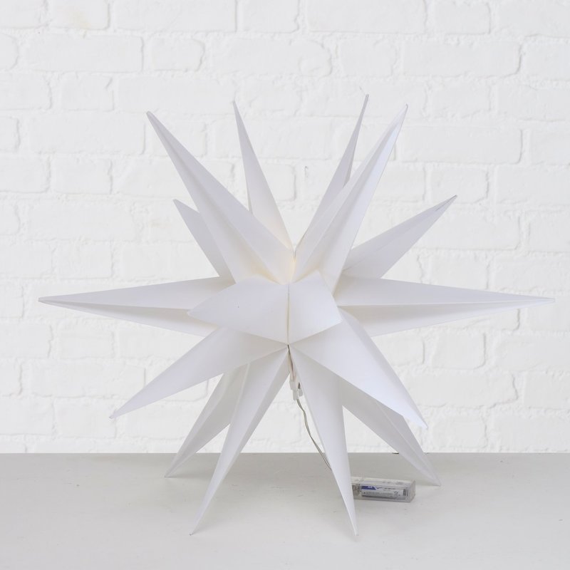 Dekostern "Izar", faltbar, mit LED und Timer 6/18, aus Kunststoff, weiß