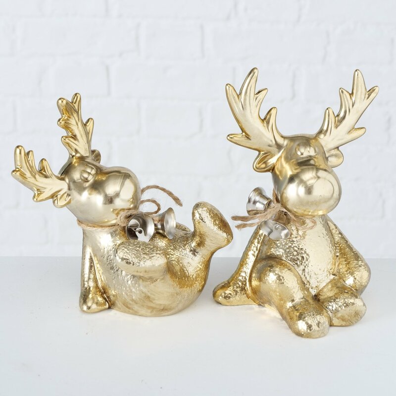 Goldfarbiger Dekohirsch "Dimitrius", 2-fach sortiert, aus Keramik