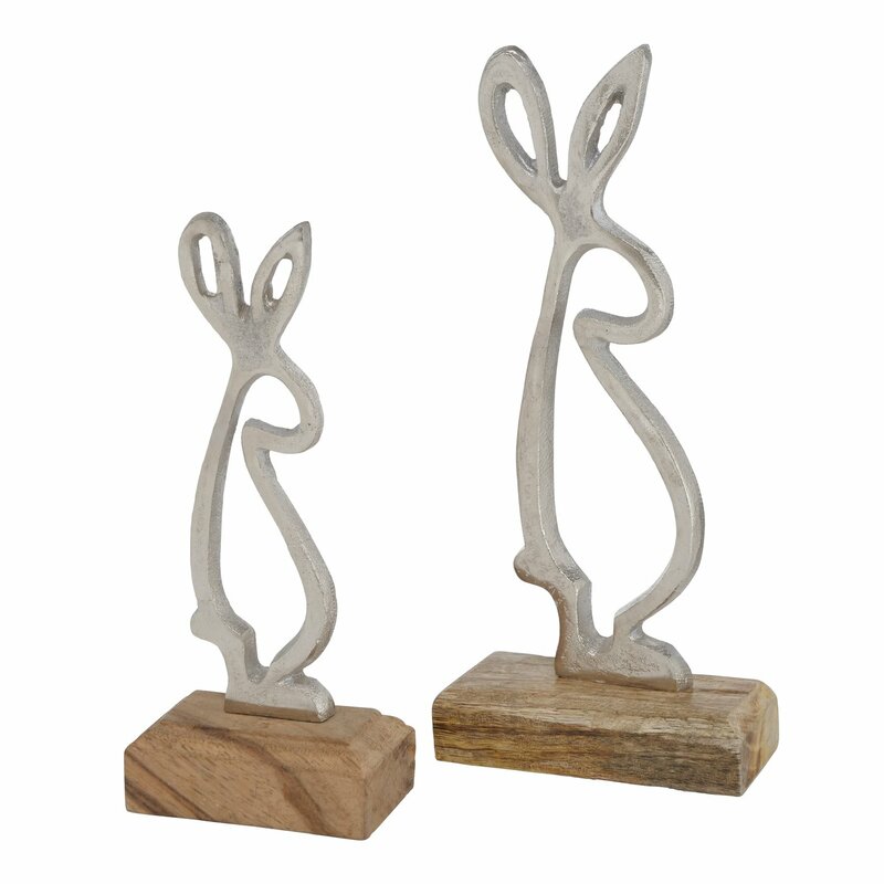 Hase "Minka" im 2-teiligem Set, aus Holz und Aluminium