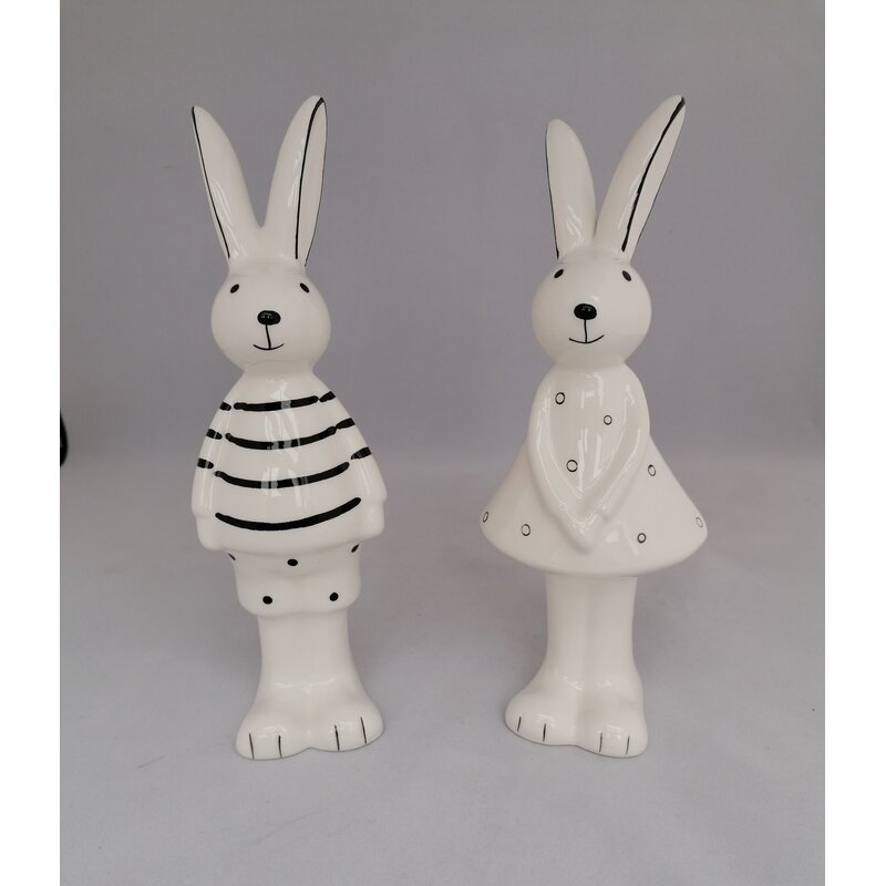 Hasenpaar "Ivory" aus Keramik, Mädchen und Junge