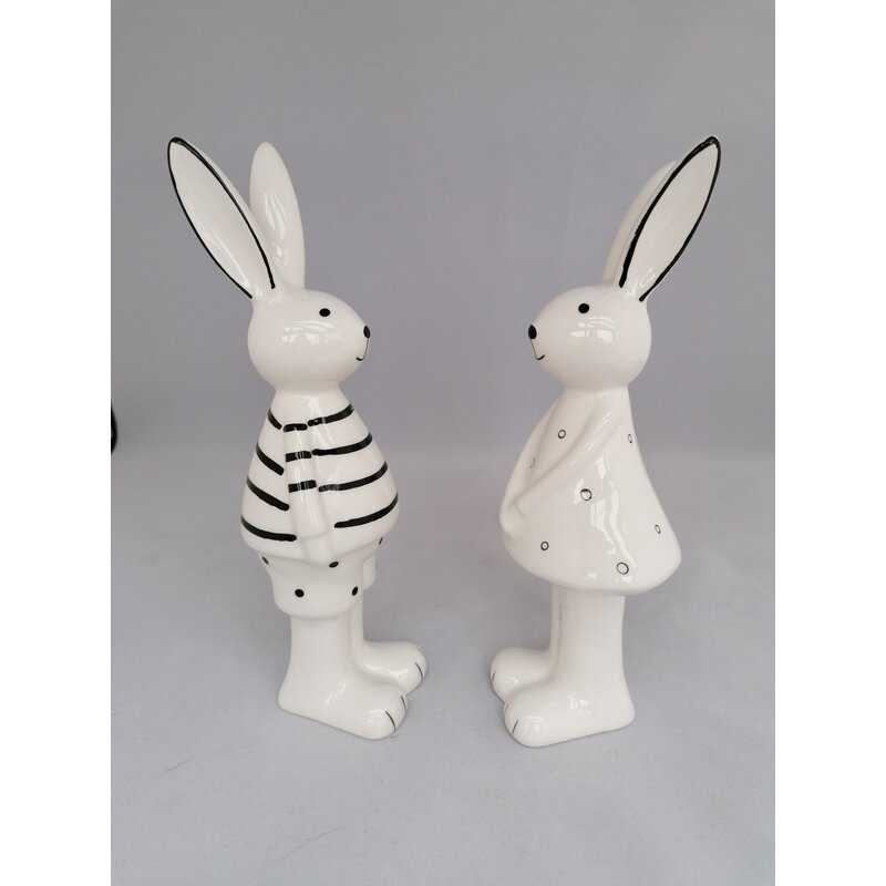 Hasenpaar "Ivory" aus Keramik, Mädchen und Junge