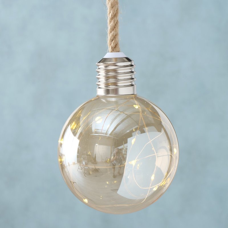 LED Hängelampe "Blinker", 12 cm Durchmesser, dunkelgelb lackiertes Glas
