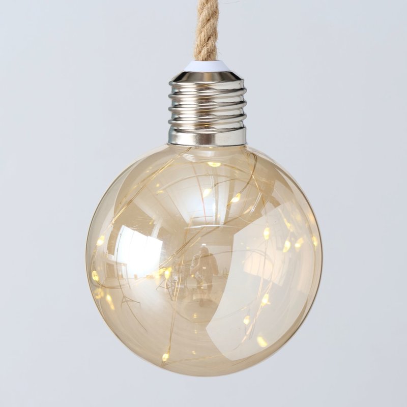 LED Hängelampe "Blinker", 12 cm Durchmesser, dunkelgelb lackiertes Glas