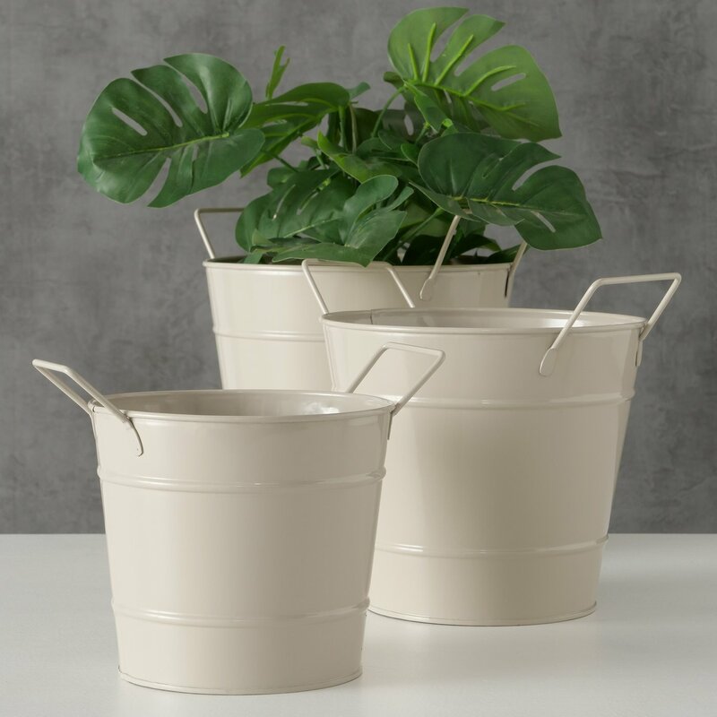 Pflanztopf Derby, 3-teiligem Set, aus lackiertem Zink
