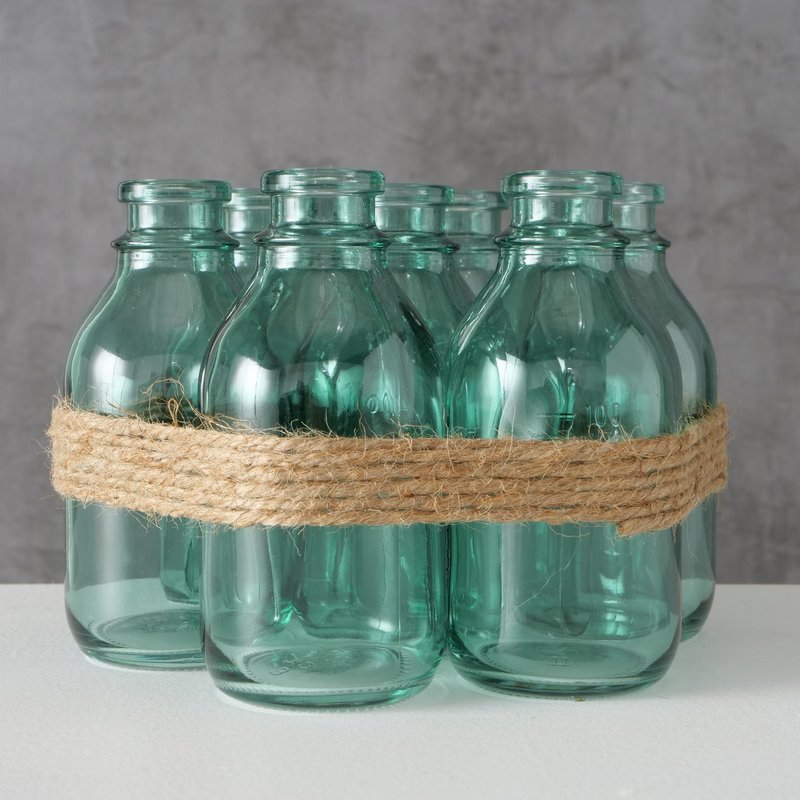 Vase "Aliya", 7-teilig, aus grün lackiertem Glas
