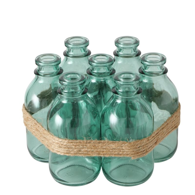 Vase "Aliya", 7-teilig, aus grün lackiertem Glas