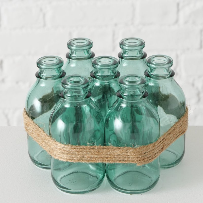 Vase "Aliya", 7-teilig, aus grün lackiertem Glas