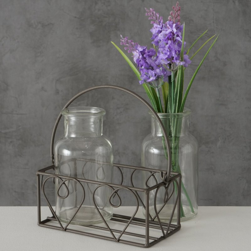 Vase "Lotta", 3-teilig, aus Glas mit Metallgestell