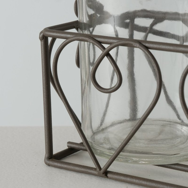 Vase "Lotta", 3-teilig, aus Glas mit Metallgestell