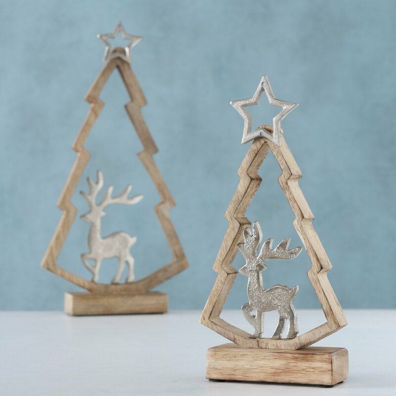 Weihnachtsbaumaufsteller "Ranea", im 2-teiligem Set, mit Hirsch und Stern