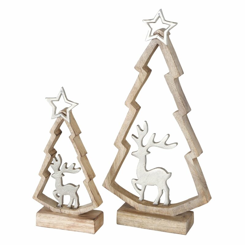 Weihnachtsbaumaufsteller "Ranea", im 2-teiligem Set, mit Hirsch und Stern