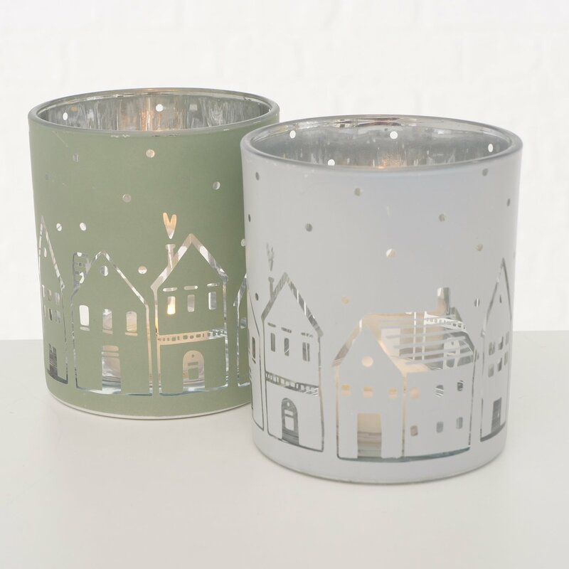 Windlicht "Nordy", im 2-teiligem Set, in hellgrün oder weiß