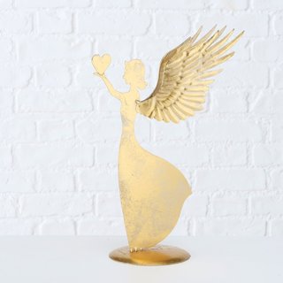 Engel Tarel mit Herz, aus Eisen, goldfarbig lackiert