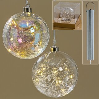 LED Weihnachtskugel Jilia, 12 cm Durchmesser, linke Kugel