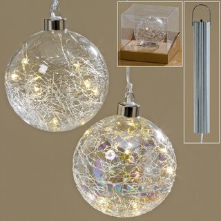 LED Weihnachtskugel Jilia, 10 cm Durchmesser, rechte Kugel