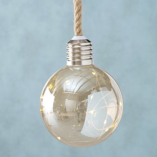 LED Hngelampe Blinker, 12 cm Durchmesser, dunkelgelb lackiertes Glas