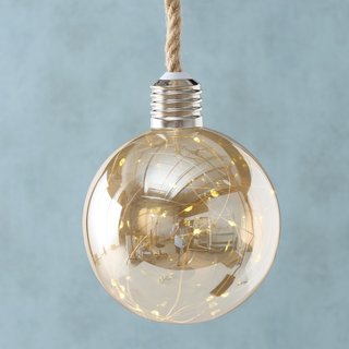 LED Hängelampe Blinker, 14 cm Durchmesser, dunkelgelb lackiertes Glas