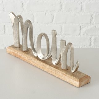 Dekoaufsteller Schriftzug Moin aus Holz und Aluminium