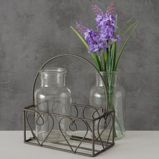 Vase Lotta, 3-teilig, aus Glas mit Metallgestell