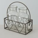 Vase Lotta, 3-teilig, aus Glas mit Metallgestell