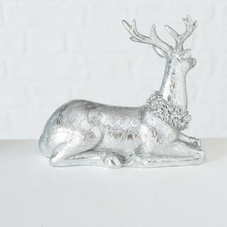 Dekohirsch Dalilah, liegend, aus Kunstharz, Silberfarbig, in 2 Ausfhrungen