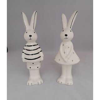 Hasenpaar  Ivory aus Keramik, Mädchen und Junge