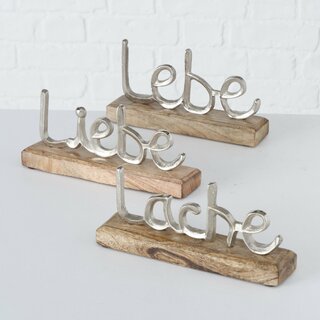 Schriftzug Jilien , Lebe, Liebe, Lache, aus Holz und Aluminium