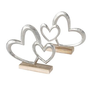 Dekoherz Miora aus Holz und Aluminium in 2 Ausf�hrungen Herz Links