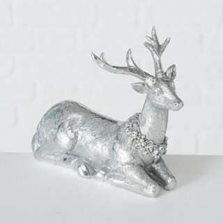 Dekohirsch Dalilah, liegend, aus Kunstharz, Silberfarbig, in 2 Ausf�hrungen Figur Rechts
