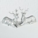 Dekohirsch Dalilah, liegend, aus Kunstharz, Silberfarbig,...