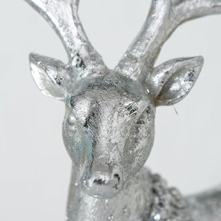 Dekohirsch Dalilah, liegend, aus Kunstharz, Silberfarbig, in 2 Ausf�hrungen Figur Links