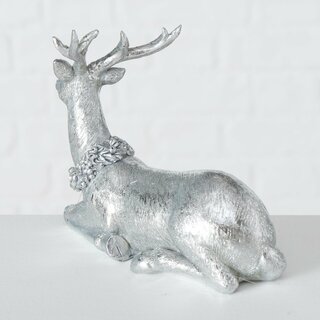 Dekohirsch Dalilah, liegend, aus Kunstharz, Silberfarbig, in 2 Ausf�hrungen Figur Links
