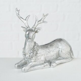Dekohirsch Dalilah, liegend, aus Kunstharz, Silberfarbig, in 2 Ausf�hrungen Figur Links