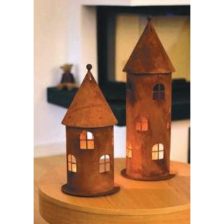 Windlicht Turm aus Edelrost, klein