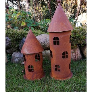 Windlicht Turm aus Edelrost, gro
